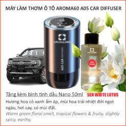 Máy làm thơm ô tô A05 và tinh dầu Sen trắng nano